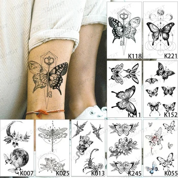 9pcs/lot Impermeabil Tatuaj Temporar Sticker Fluture Închis Flash Tatuaj Femeie de copii pentru Copii de Glezna, Încheietura mâinii Body Art Fals Tatuaj Bărbați 