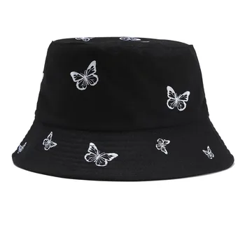 Femeile Pescuit Pălărie Fluture Brodat față-verso Pescar Pălărie Pălărie de Soare Pliabila Epocă de Imprimare de Moda Casual Pălărie Harajuku 