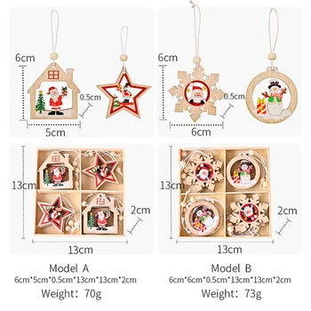 12Pcs Moș Crăciun Pandantive din Lemn Ornamente pentru Pomul de Craciun Decoratiuni de Craciun Anul Nou, Decoratiuni de Craciun pentru Casa 2021