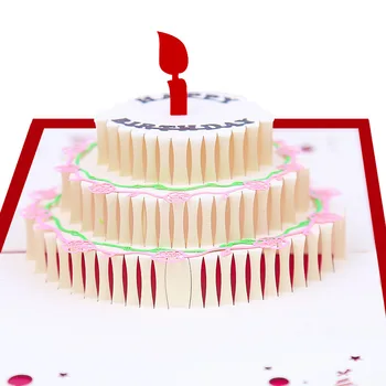 Carte de ziua de naștere Creative 3D Hand-Made pentru prepararea de Hârtie Poroasă Sculptura Tort Cadou Card de Mici 