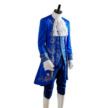 Frumoasa si ia Cosplay Costum Dan Stevens Prințul Uniformă Albastră Cosplay Costum Costum Costum Halloween Pentru Adulti Barbati 