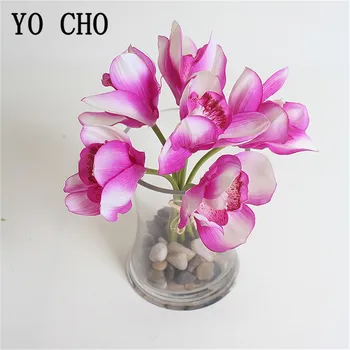 YO CHO Alb Artificiale Flori Mici, Roz, Flori de Matase Acasă Decor Fluture Orhidee Fals Flori de Nunta Buchet de domnisoara de Onoare 