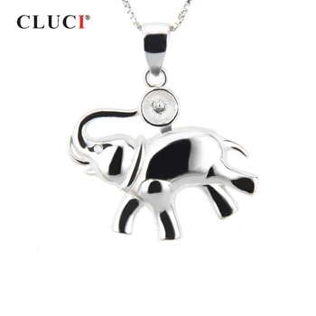 CLUCI Argint 925 Farmece Pandantiv Elefant în Formă de Bijuterii pentru Femei de Argint 925 Pandantiv Perle de Montare Bijuterii SP029SB 