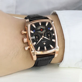 WWOOR Noi Ceasuri Mens Top Brand de Lux Pătrat Negru Ceas de mână pentru Bărbați Impermeabil Cuarț Sport Cronograf Ceas Relogio Masculino