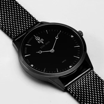 KH Nou Top Ceas de Lux Barbati de Brand Ceasuri bărbătești Ultra Subțire din Oțel Inoxidabil Plasă de Trupa Cuarț Ceas de mână de Moda ceas casual 