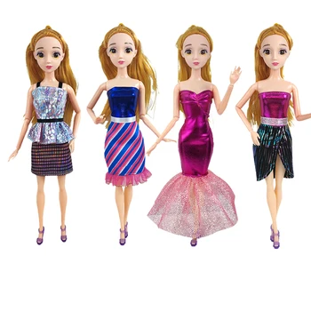 Moda Handmade, 4 set/lot Element de Păpuși Accesorii Rochii de Partid Rochie de Sirenă Rochie Haine pentru Barbie Jucarii Copii Cadou de Ziua de nastere 