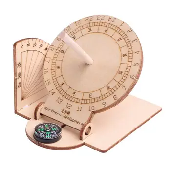 Din lemn Ceas Cadran solar Ecuatorial Cadran Ceas din Lemn Model Științific DIY Ajutor în Predare Jucarii Educative din Lemn, Artizanat Pentru Copii