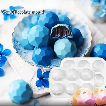 6 cavitatea 3D Piatră prețioasă Design Ciocolata Mucegai Silicon DIY Diamant Mousse de Matrite Sapun Lumânare Mucegai Tort de Decorare 