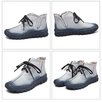 2021 Femei Cizme de Iarna pentru Femei Blana naturala Pantofi de Iarna Femeie lucrate Manual din Piele Caldă Glezna Cizme de Zăpadă 