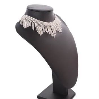 NOI Cristal Stras Cravată Colier pentru Femei Accesorii de Nunta de Argint de Aur de Culoare Lanț Tassel Coliere Bijuterii Collier Femme 