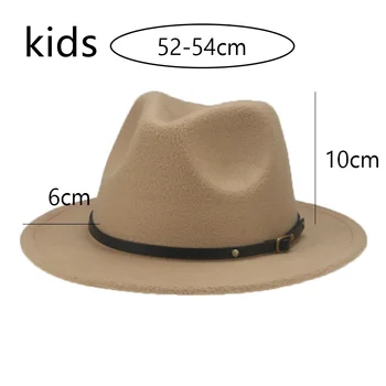 Pălării pentru Femei, Copii, Copil Mic 52cm Solid Centura de Copii Fedora Formale Rochie de Mireasa Camel Negru Copil Fedora Pălărie Sombrero De Mujer