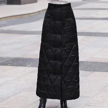 Plus dimensiune 5XL!New sosire iarna bumbac căptușit femei fusta ridicată wasit-linie dublu rânduri fusta lunga 