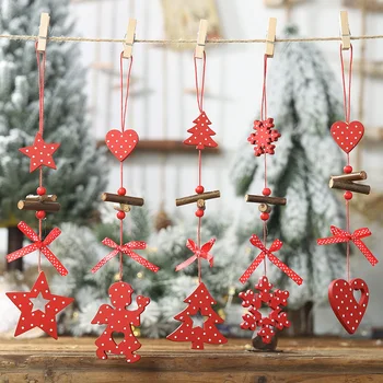 DIY Rosu Fulgi de zăpadă de Crăciun&Stea&Copac Pandantive din Lemn Ornamente Acasă Petrecerea de Crăciun Pom de Crăciun pentru Copii Cadouri Decoratiuni