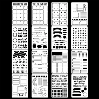 16pcs Plastic Jurnalul Șabloane Model pentru Revista Notebook Jurnal Album Planificator DIY Desen Șabloane 8x6 Inch 