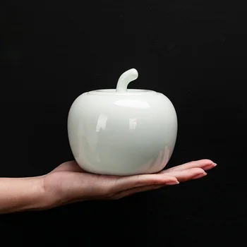 Modern Culoare Pură Ceramice Apple de Stocare Borcan de uz Casnic Sigilat Ceai Caddy Obiect Mic de Stocare Bijuterii Borcan cu Capac Decor Acasă 