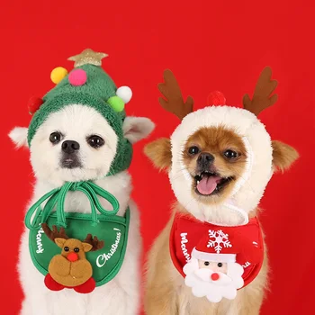 2021 Câine de Crăciun Elan bavete Pălărie de Companie Triunghi Eșarfă Drăguță Bavete Basma Crăciun Costum de Bumbac Tinuta Mici Mijlocii Mari Pisici 