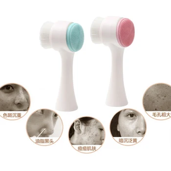 Curățare Facial Perii de Silicon 3D Dublu Față de Curatare Perie Curatare Faciala Fata Perie de Curățare, Spălare Instrumente de Îngrijire a Pielii 
