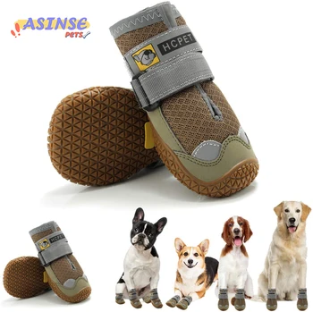 4 Buc Câine Pantofi Șosete de Vară Câine Rezistent la Uzura, Non-Alunecare Respirabil Drumeții în aer liber animale de Companie Pantofi pentru întreprinderile Mici Mijlocii Mari Câini Pitbull 