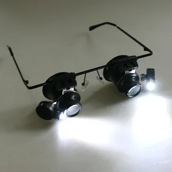 20X LED Dublu Ochi de Reparare Lupa Ochelari Mini Lupă Lentile Lupa Lumina Ceas Microscop Instrumente de Măsurare Eyewea 