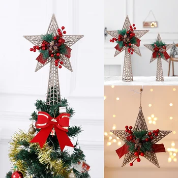 Sclipici Pom De Crăciun Topper Stea Cu Cinci Colțuri Ornamente De Crăciun Copac De Pin Con Pentagrama Topper Decor De Crăciun De Anul Nou Petrecere Acasă 