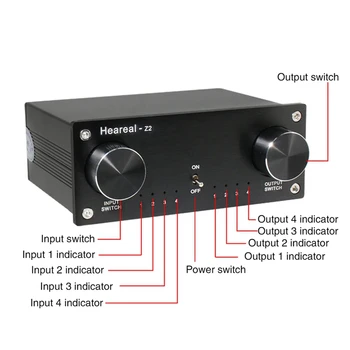 Fierbinte TTKK Heareal Hifi Audio Switcher 4 În 4 Febră Dual Channel Patru În Patru Semnal Audio Switcher UE Plug 