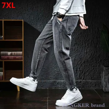 Șantiere mari blugi de sex masculin supradimensionat harem pantaloni talie elastic pantaloni stretch 7XL 5XL 6XL bărbați moda haine 