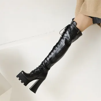 De Lux De Brand Nou Doamnelor Platforma Coapsei Cizme De Moda Zip Gros Tocuri Inalte Peste Genunchi Pentru Femei Partid Sexy Pantofi De Stradă Femeie