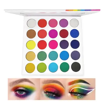25 Culori Neon mat Fard de pleoape Putere Paleta Rainbow Sclipici Evidențiere Apăsat Stralucire Face Pigment Eye Shadow Paletă 