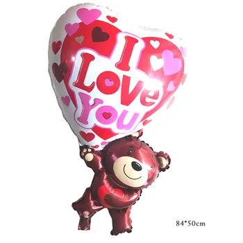Fierbinte 1 BUC Scrisoare de Dragoste Ursuleț de pluș Dragoste Buze Roșii Sărută-Dragoste Balon de Folie de Ziua Îndrăgostiților Decor Aniversare Decor globos 