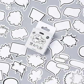 45Pcs/cutie Simplu Scrie-pe Autocolant Scrapbooking de Desene animate alb/Negru Bubble DIY Decorative Etichete Adezive Autocolante Note Lipicioase