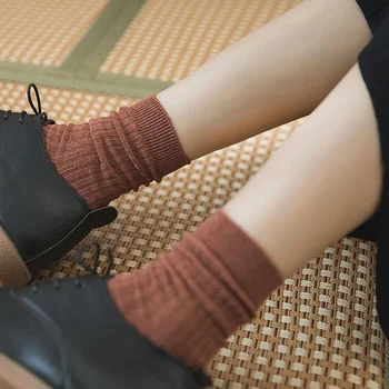 Toamna de Moda de Iarnă de Bumbac Tricotate Femei Șosete Solid Japonia Stil Drăguț Șosete Lungi pentru Femei Harajuku Mijlocul Ciorapi Femeie Sox 