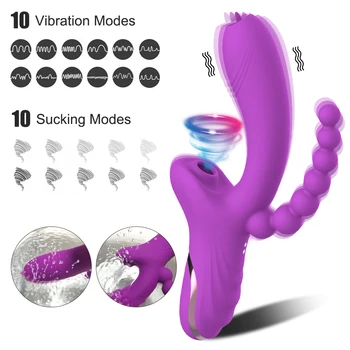 3 În 1 Clit Sucker Vagin Supt Vibrator Stimulator Clitoris Laba Oral sex fara Biberon Jucarii Sexuale pentru Adulti 18 Femei Produse