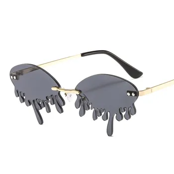Fierbinte de vânzare de Moda picătură de Apă ochelari de Soare Femei fără ramă Val de Punk Ochelari de Soare de Lux Trend ochelari de Soare Streetwear Gafas Nuante 