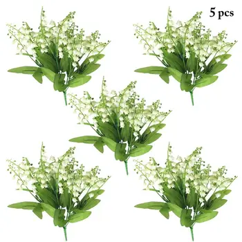 5PCS Flori Artificiale Realiste Fals Crin De Vale Simulare Clopotel de Nunta Buchet de Mireasa cu Flori Decor Acasă 
