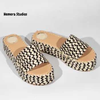 Hemera Studiouri tv cu platforma sandale Femei de vară 2021 espadrile flip flops handmade Multicolor confortabil