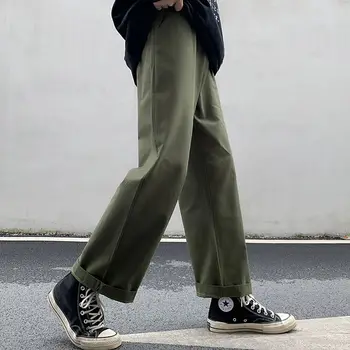 Pantaloni Casual Femei Drepte Largi Picior Pantaloni Cargo Femei BF-Uri Chic Joggeri Liber Ulzzang Funduri Doamnelor Harajuku Streetwear