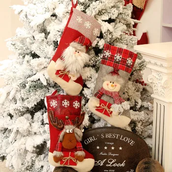 Mare Ciorapi De Crăciun Moș Elan Tesatura Cadou Fulg De Nea Șosete Cadou Minunat Sac Pentru Copii Șemineu Pom De Crăciun Decorare 