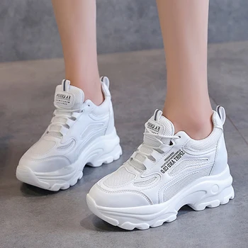 Lucyever Ascuns Tocuri Adidasi pentru Femei Mozaic Creșterea Înălțime Platformă Vulcaniza Pantofi Femei Pantofi Casual Respirabil