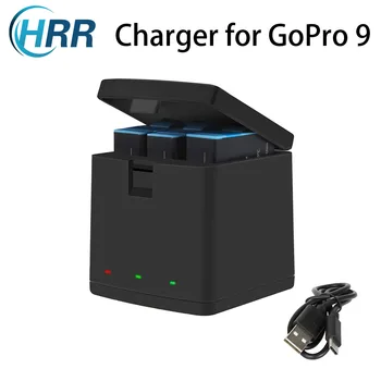 3-Canal USB Baterie Încărcător Rapid cu Tip-C Cablu pentru GoPro Hero10 9 Negru, Baterii, acumulatori, Cutie de Depozitare de Caz Original pentru Go Pro 9 