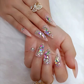 Fluture de cristal de lux sicriu de culoare nud 24pcsUV acrilic nail DIY