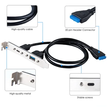 C USB 3.1 Panoul din Spate Extinderea Suportului pentru 20-Pin Header Cablu 2-Port Super-Viteză de Tip C Card de Expansiune pentru PC 