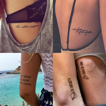 Tatuaj temporar set de Autocolant de cuvinte în limba engleză diavolului libertatea Tatuaj Flash Tatuaj Fals rezistent la apa autocolante pentru Barbati, Femei, fete 56 Buc 