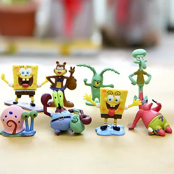 2021 Fierbinte 8Pcs/set Spongebob Păpușă Jucărie de Acțiune figura Scena de Model Ornamente Anime Jucărie de Pluș Pvc Cifre Păpuși Jucarii pentru Copii Cadouri 
