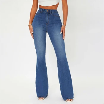 Creative Dantela Flare Jeans Pentru Femei Talie Mare Rupt Streetwear Albastru Denim Pantaloni Evazate Lady Pantaloni Denim Boot Cut Pantaloni Toamna 2021 