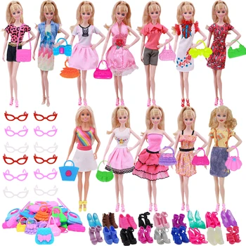 10BUC Barbie Haine, Pantofi, Genti Set Rochie Topuri pantaloni Scurți De 30Cm Barbie Papusa,11.8 Inch BJD Păpuși,Jucării Pentru Fete DIY,Transport Gratuit 