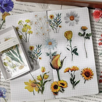 40 BUC PET Transparent Crescut Plante cu Flori Autocolante pentru DIY Meșteșug Notebook-Jurnalul Decor Eticheta Autocolant Kawaii Papetărie