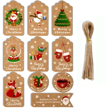 48Pcs Crăciun Fericit Hârtie Kraft Tag-uri Manual DIY Cadou de Crăciun Pachetul de Hârtie Etichete de Hârtie Carduri de Anul Nou Decoratiuni