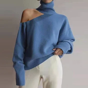 Femei Guler Pulovere Toamna Iarna Elegant Solid Tricotate Jumper Maneca Lunga Pulover Femei Pulovere 2021 