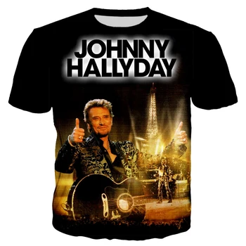 Johnny Hallyday 3D Imprimate T-shirt Femei Barbati Moda de Vara cu Maneci Scurte Rece T-shirt Casual Streetwear Supradimensionate Tee Topuri 