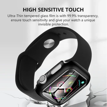 360 Full Screen Protector Barei de protecție Cadru mat greu de Caz pentru Apple watch SE 6 5 4 3 2 1 capac de sticlă Călită film pentru iwatch 4/5